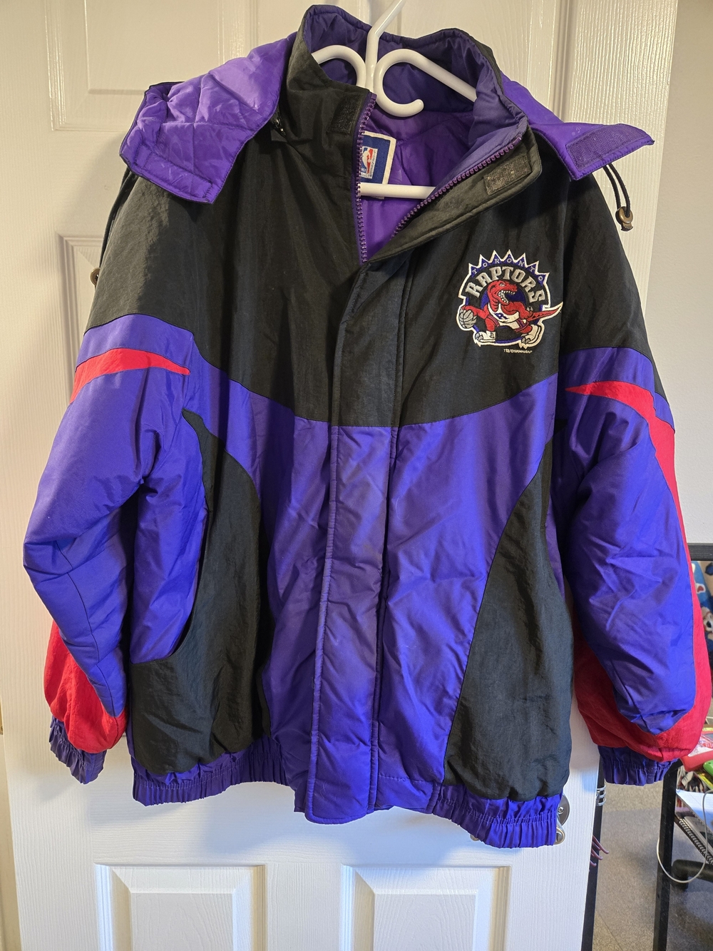 Logo Athletic Black, Purple & Red Puffer Jacket